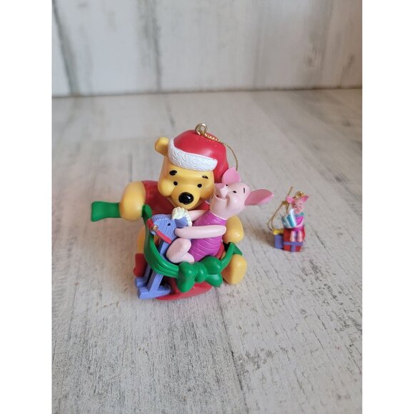 Vintage Winnie Pooh piglet rocking horse me ornament Xmas set - Picture 2 of 6